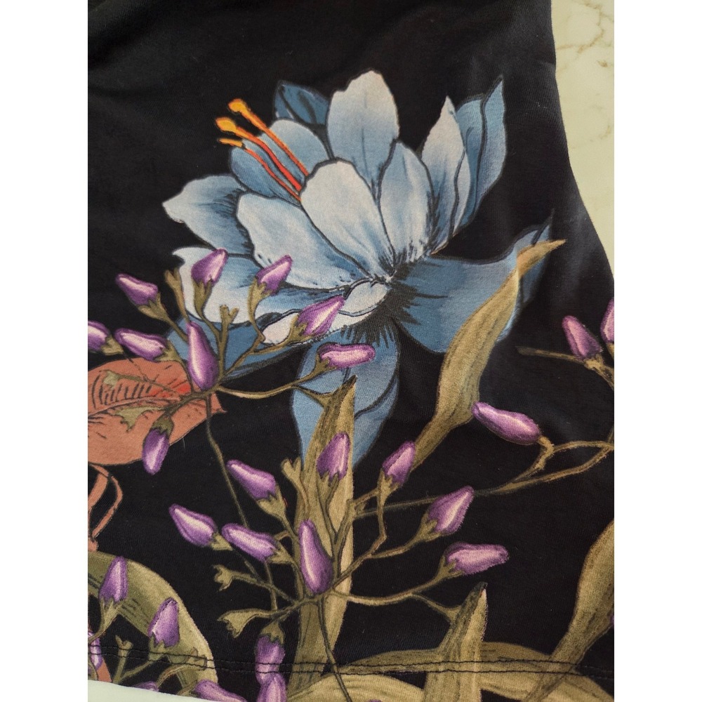 Desigual Floral Shift Dress XL Black Short Sleeve Jersey Boho Artistic Eclectic - Picture 5 of 14